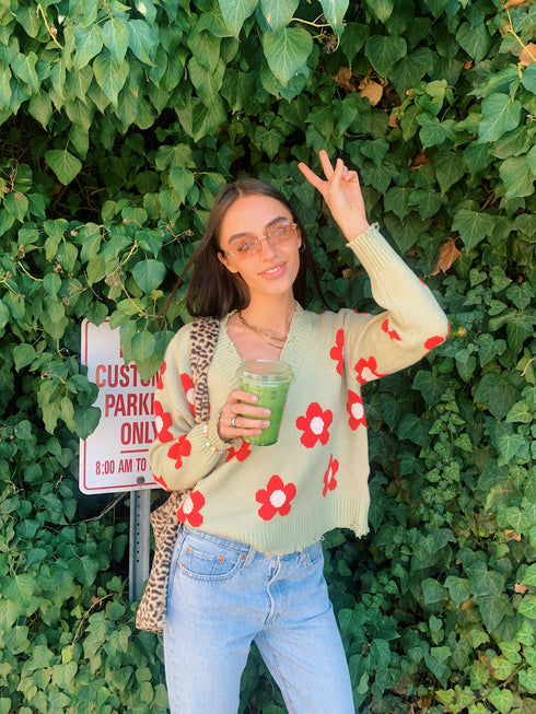 La La Retro Floral Sweater